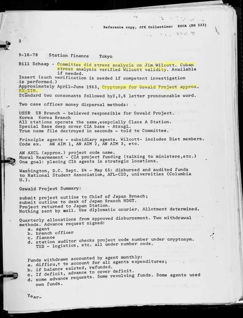  Oswald s CIA Cryptonym RX ZIM JFK Assassination Debate The 